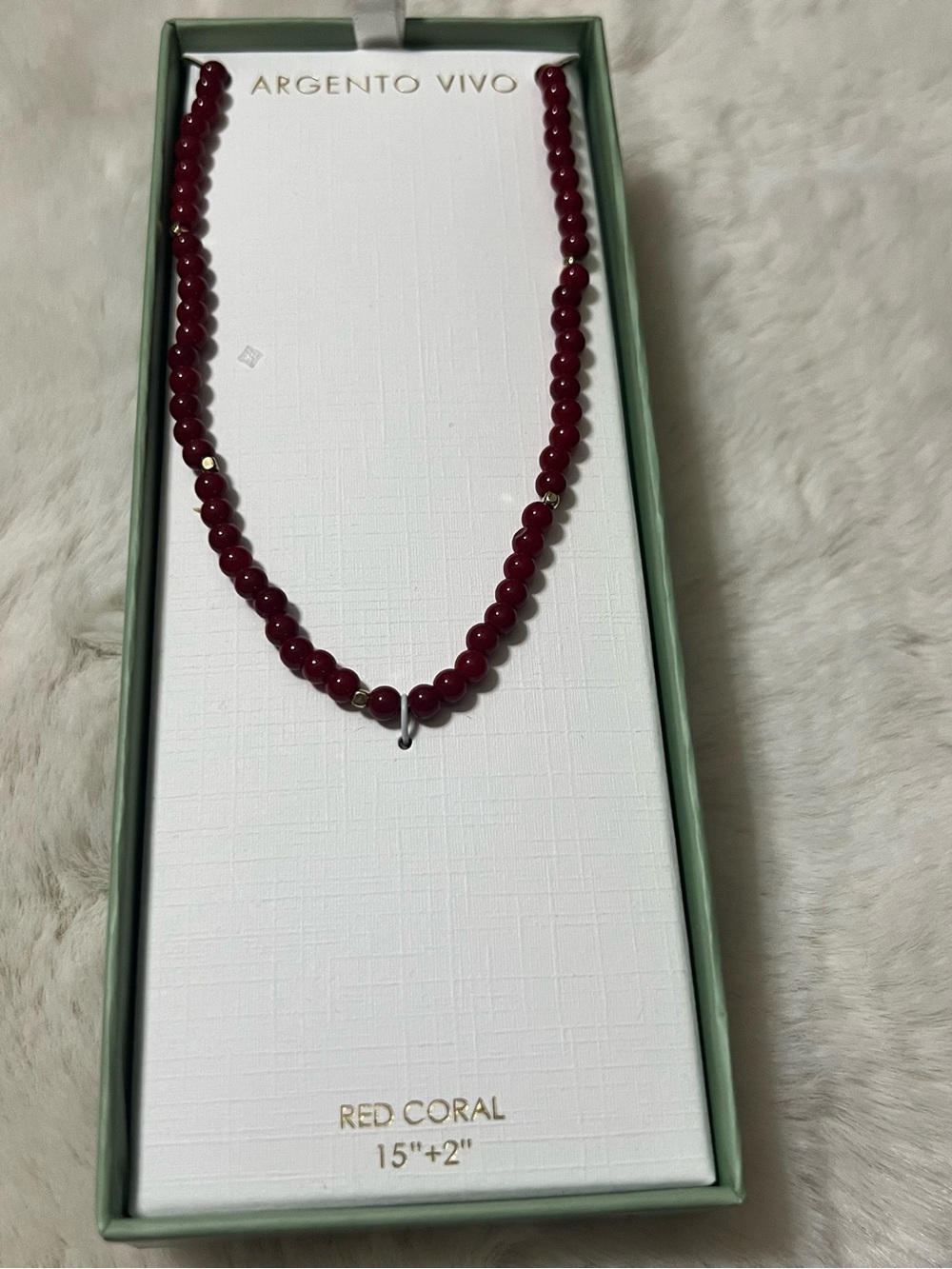 Argento Vivo Deep Red Coral Beaded Necklace with Gold Accents